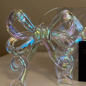 Rachel Zoe Set of 6 Clear Iridescent Bow 4” Ornaments NIB